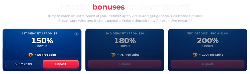 A screenshot of the betfury.com welcome bonuses and inclusions