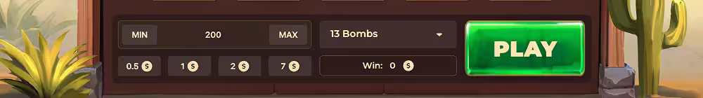 A screenshot of a typical mines casino game betting panel