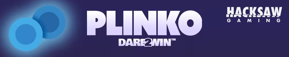 A promotional banner featuring casino game Plinko Dare2in by Hacksaw Gaming