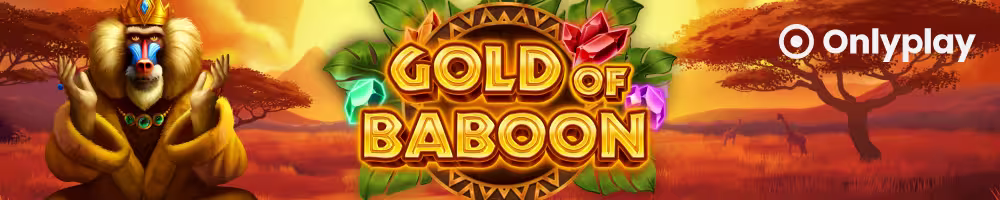 A promotional banner for casino wheel game Gold Of Baboon by Onlyplay