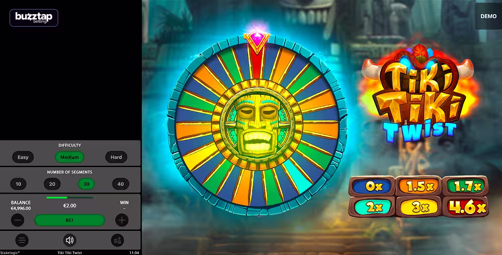 Tiki Tiki Twist game by Stakelogic gameplay screenshot