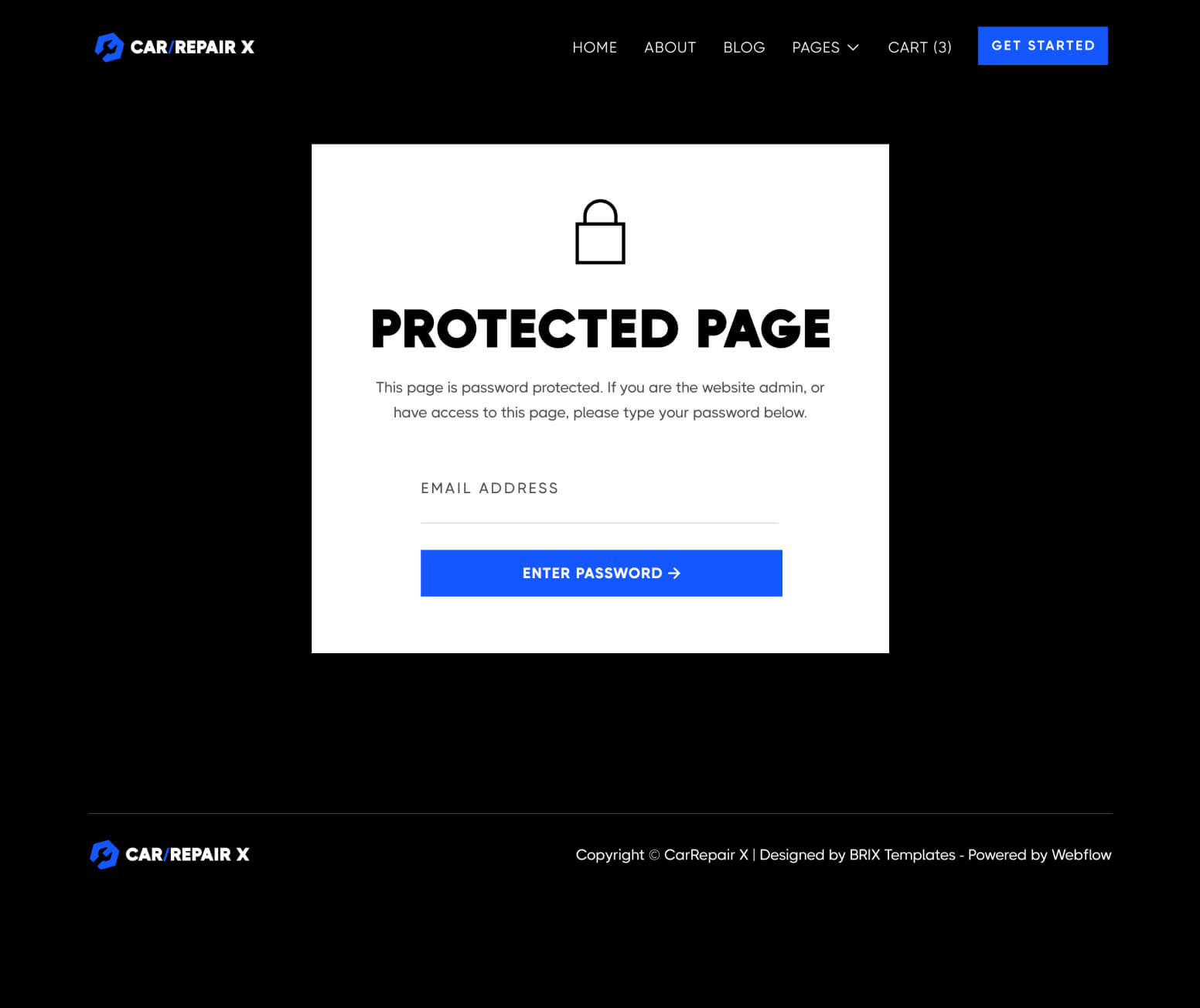 CarRepair X - Password Page - Automotive Webflow Template