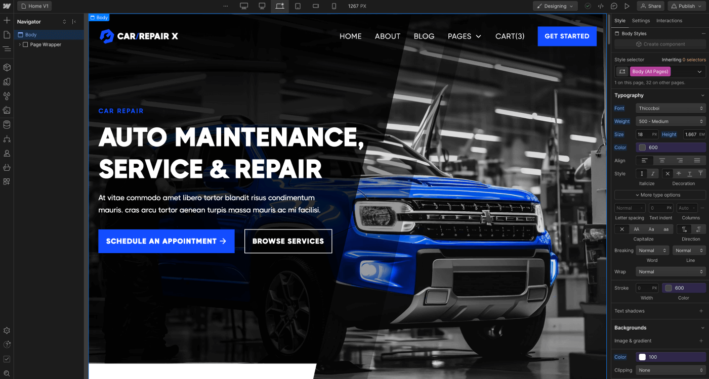 Typography - Carrepair X Webflow Template