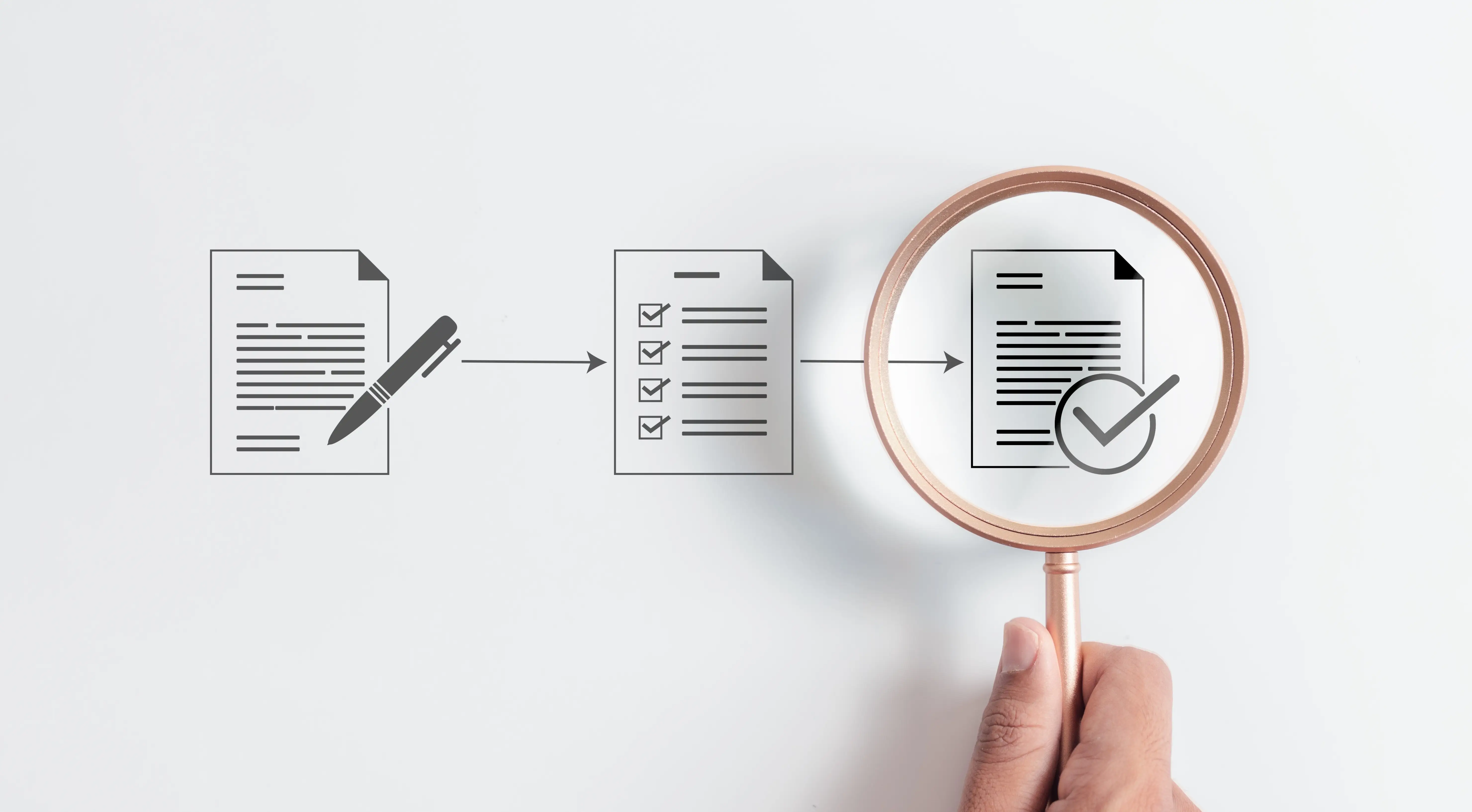 Magnifying glass focus approve document icon