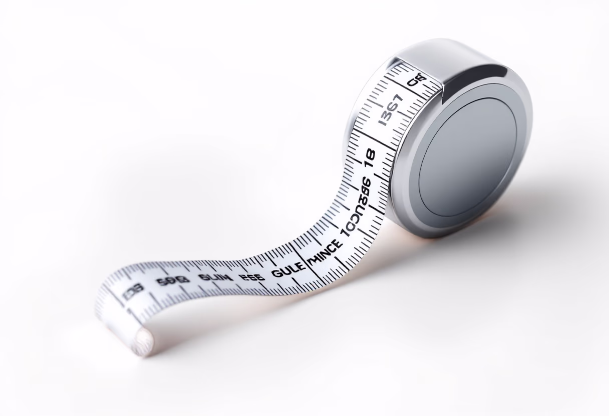 image of a tape measure coiled neatly, metal and bright yellow casing reflecting light