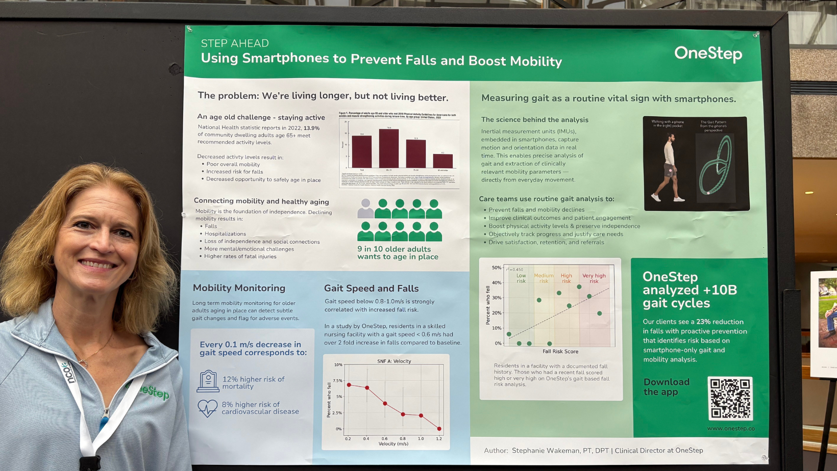 At the 2025 NCOA Age+Action Conference, experts came together to explore ways to support aging with dignity and independence. OneStep’s Stephanie Wakeman, PT, DPT, presented on the emerging idea of gait as a vital sign — a powerful tool for detecting early health changes and guiding proactive care for older adults.