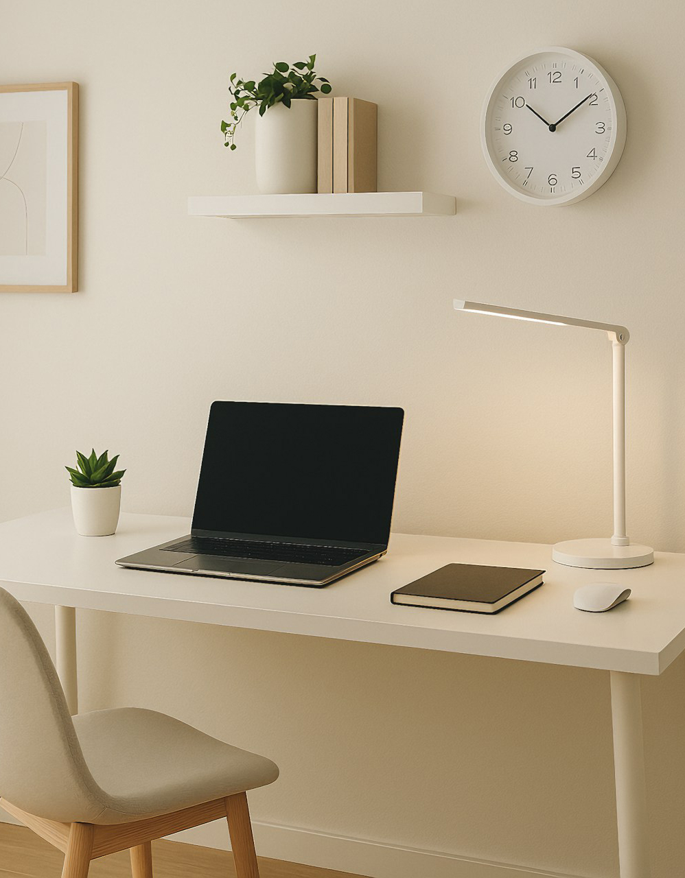 home baased aesthetic office setup for social media manager