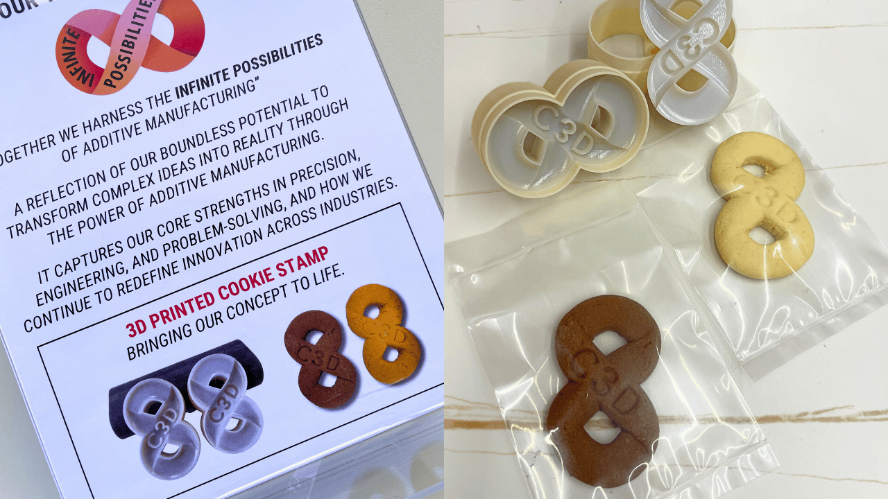 3D-printed cookie stamps or mold created by our in-house team to embody our theme.