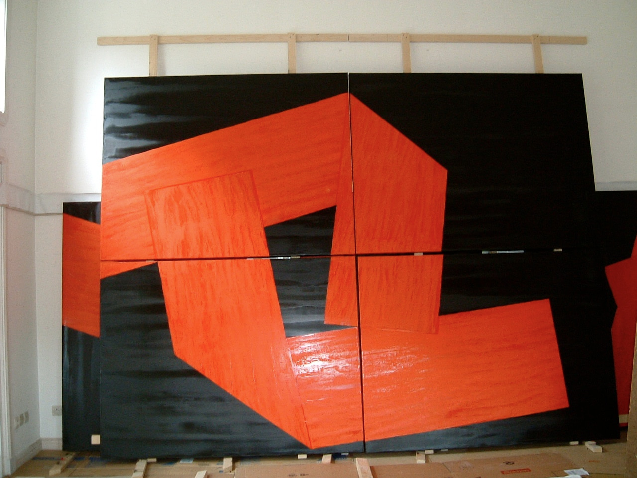 Assemblage des 4 panneaux qui composent l’œuvre monumentale de la collection privée de Tokyo.