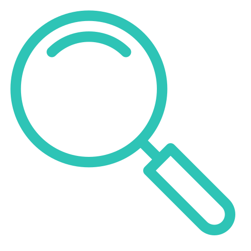 A magnifying glass indicating search
