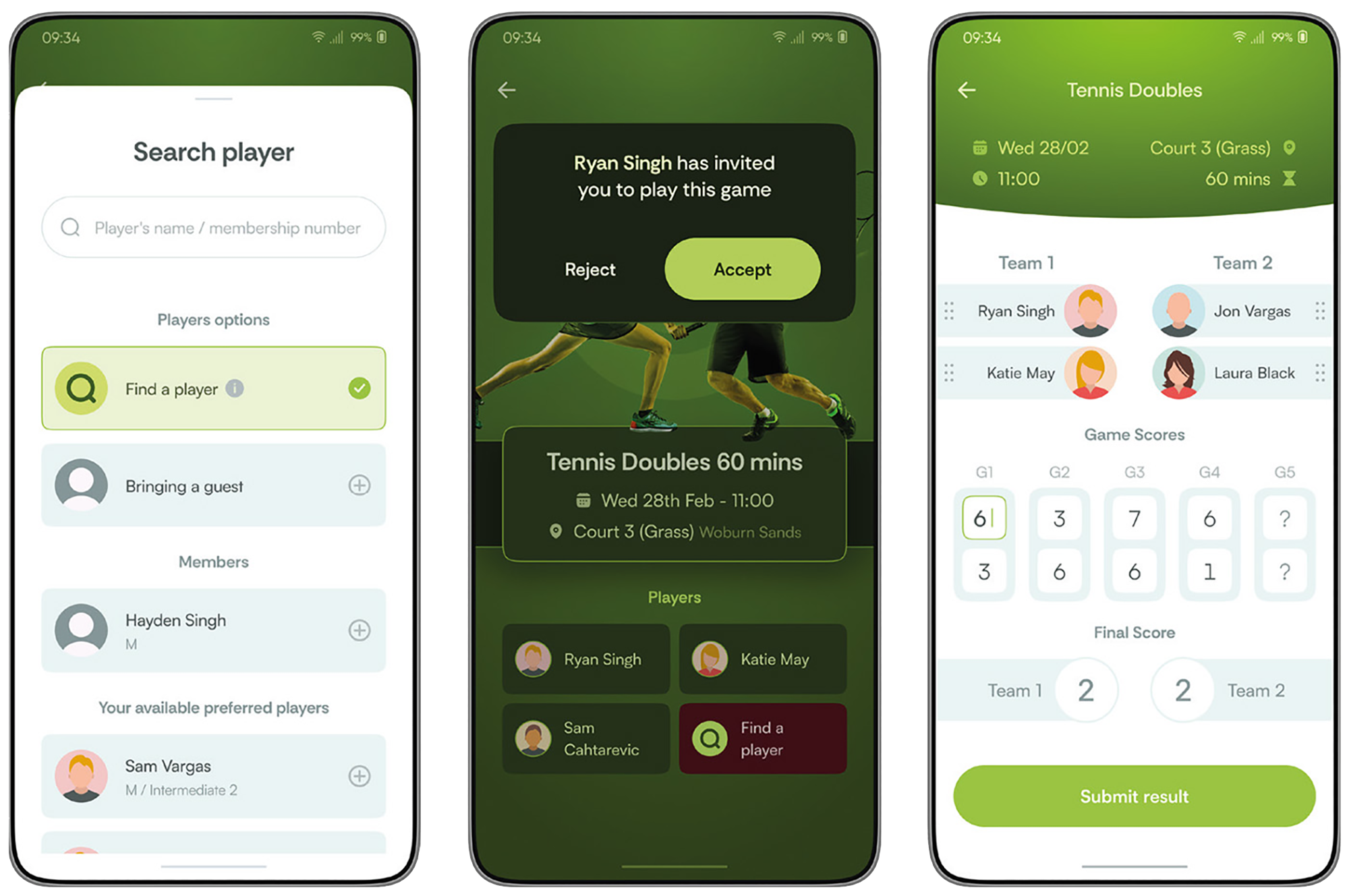 Clubmatch app – find a player, accept a game, track scores