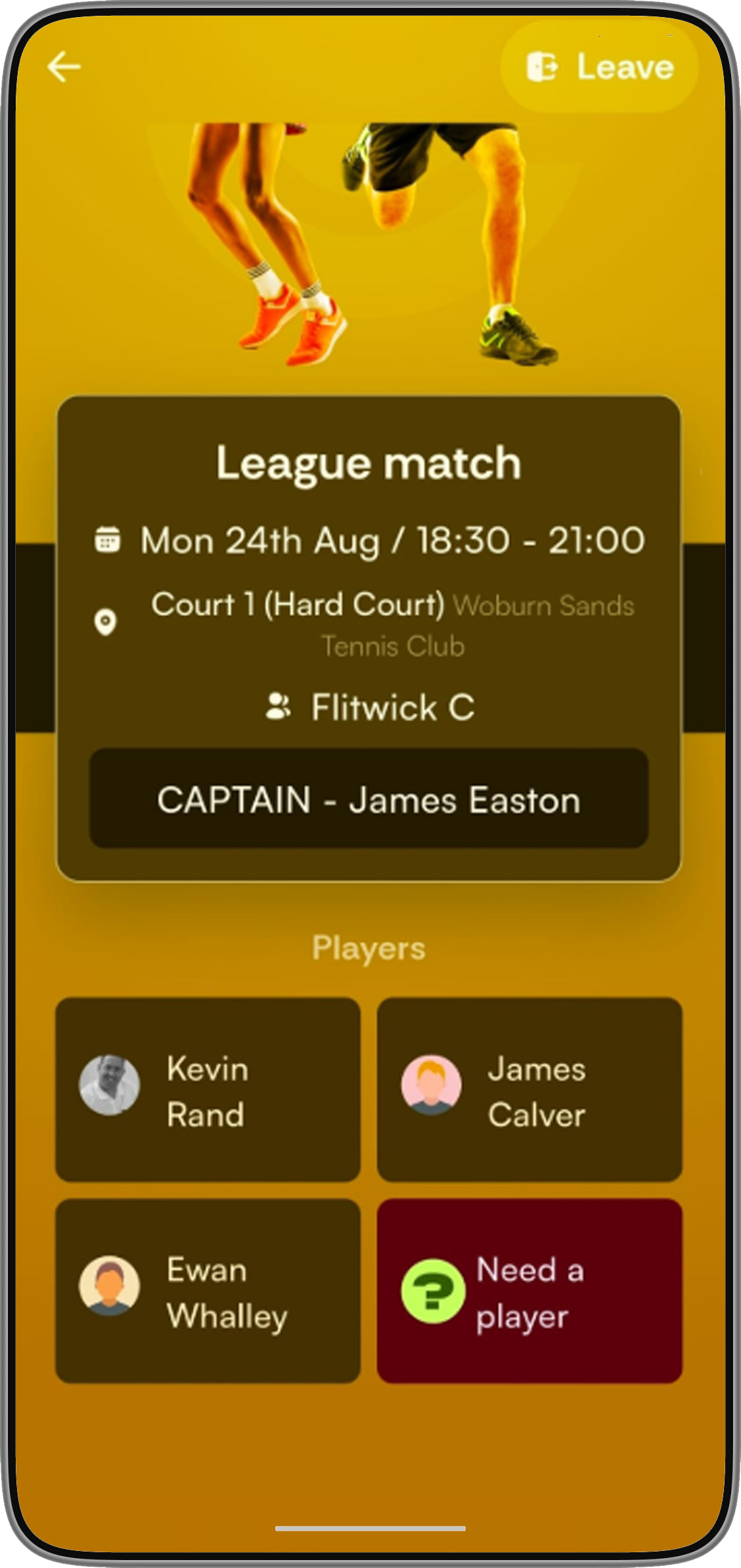 Team Captain – League Match