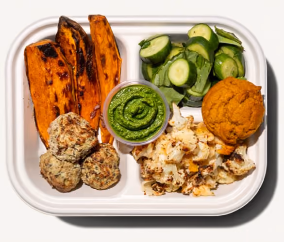 Turkey Meatball Plate, Roasted Cauliflower