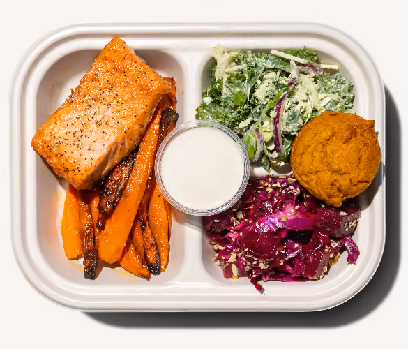 Salmon Plate, Goddess Slaw