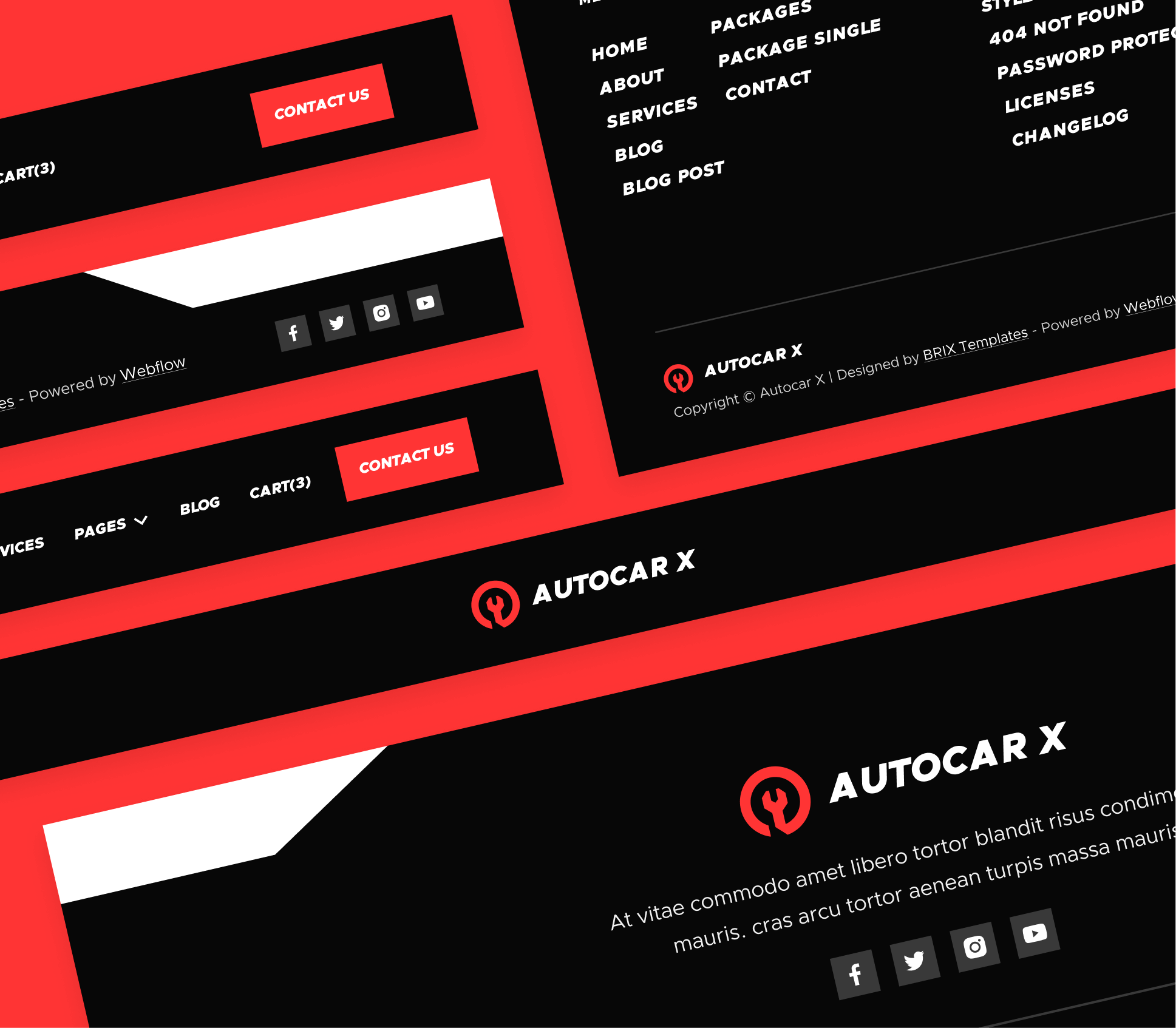 Autocar - 3 Headers and Footers - Automotive Webflow Template