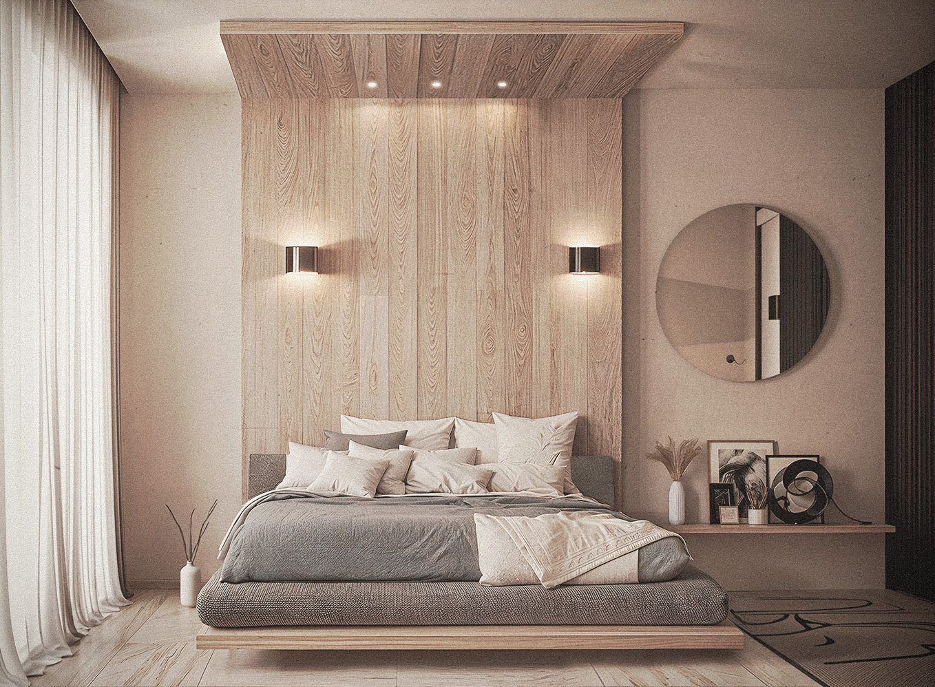 Calm bedroom interior — minimalist design by TOMA Studio
