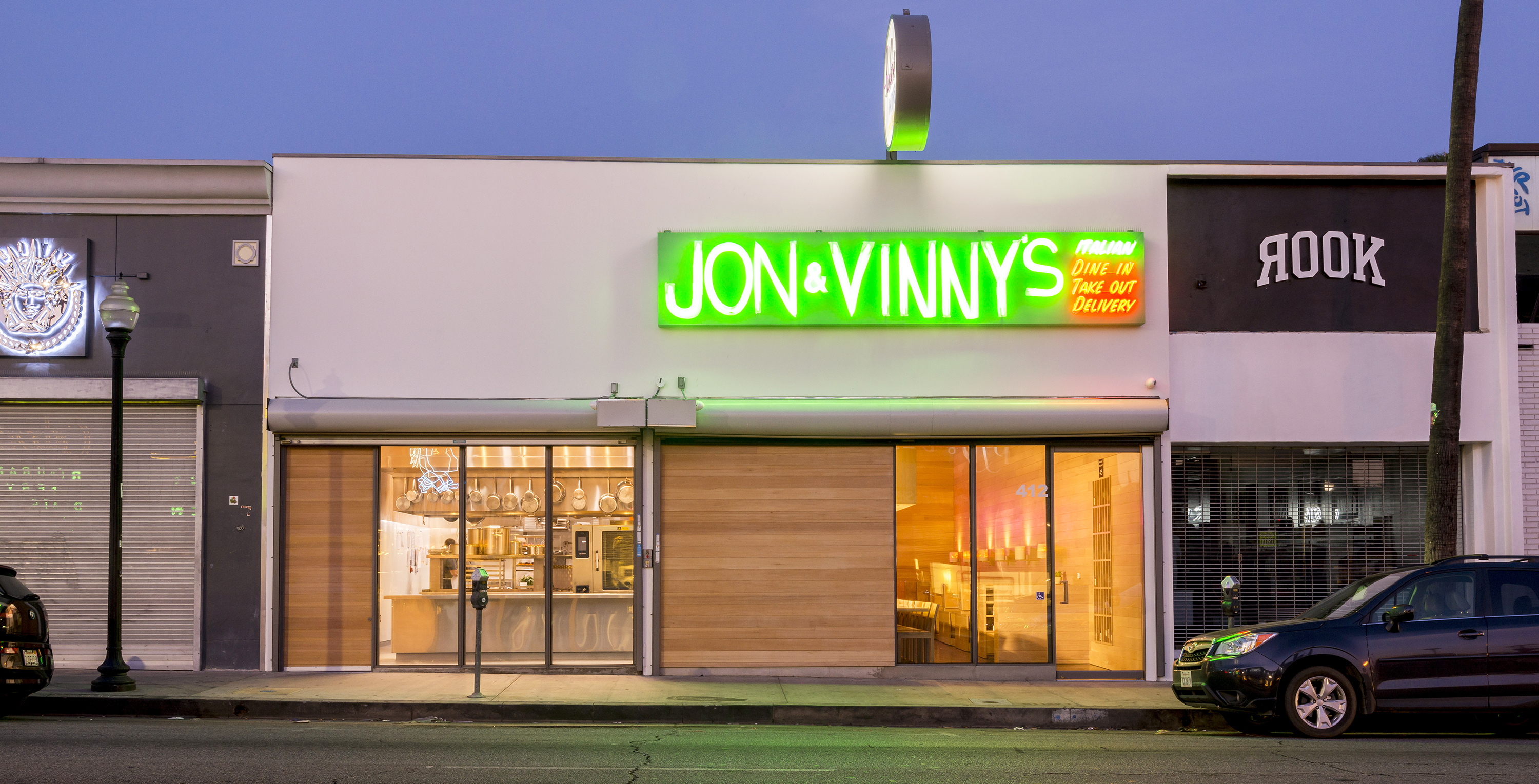 exterior view of Jon and Vinny's Fairfax by Guga architecture