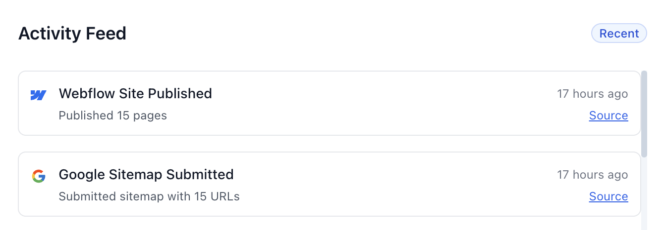 IndexPilot Activity Feed