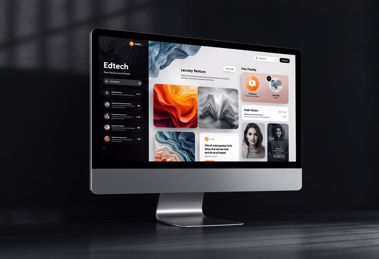 [interface] image of a computer showcasing educational software (for a edtech)