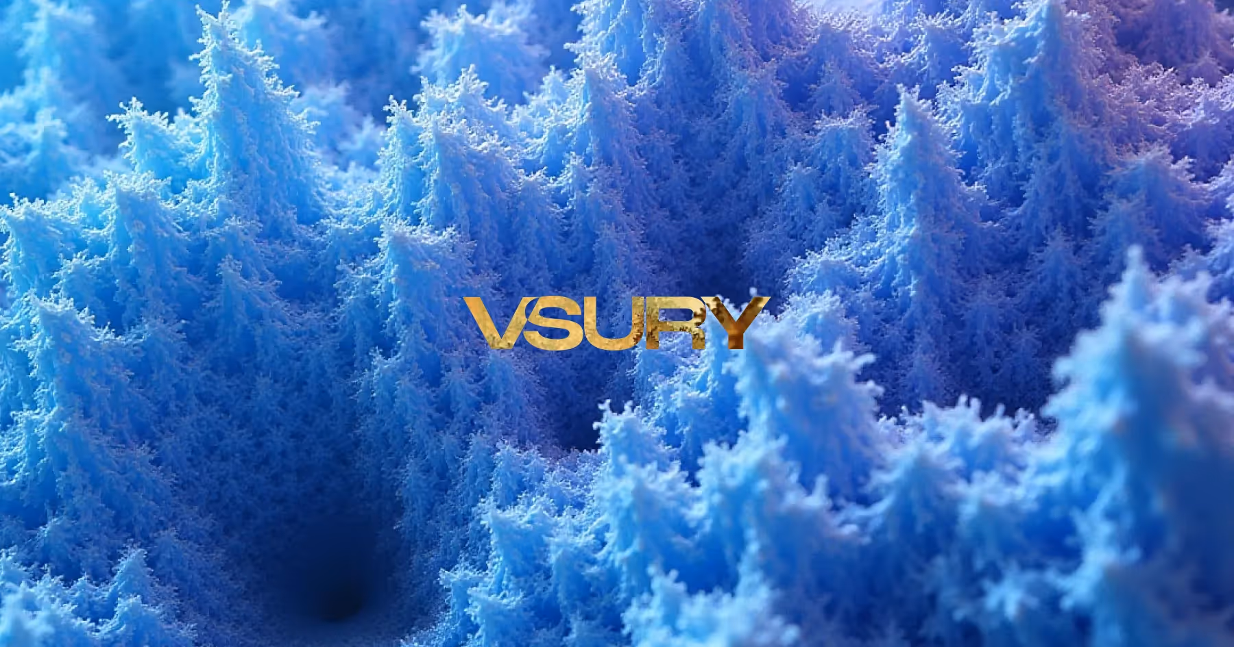 A stunning abstract blue crystalline fractal pattern with intricate geometric details and flowing organic forms, featuring deep blues transitioning to lighter azure tones with white crystalline structures throughout.