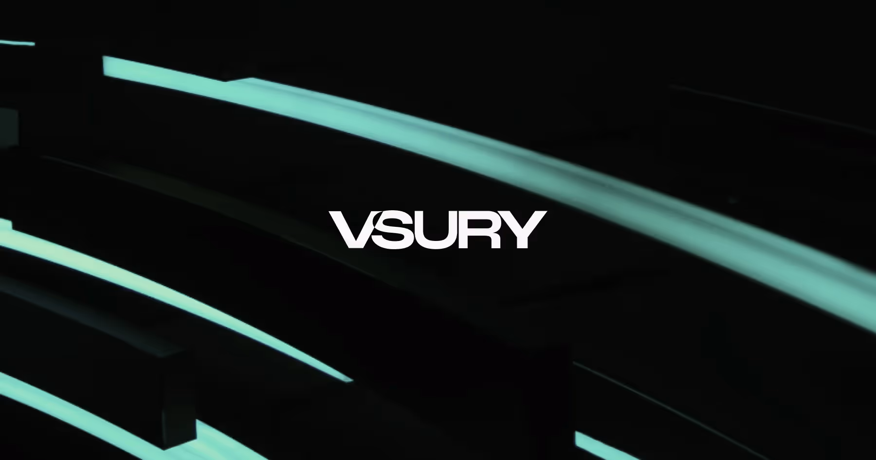 Modern geometric design featuring intersecting angular shapes in gradient teal tones against a dark background, representing sophisticated technological architecture.‍