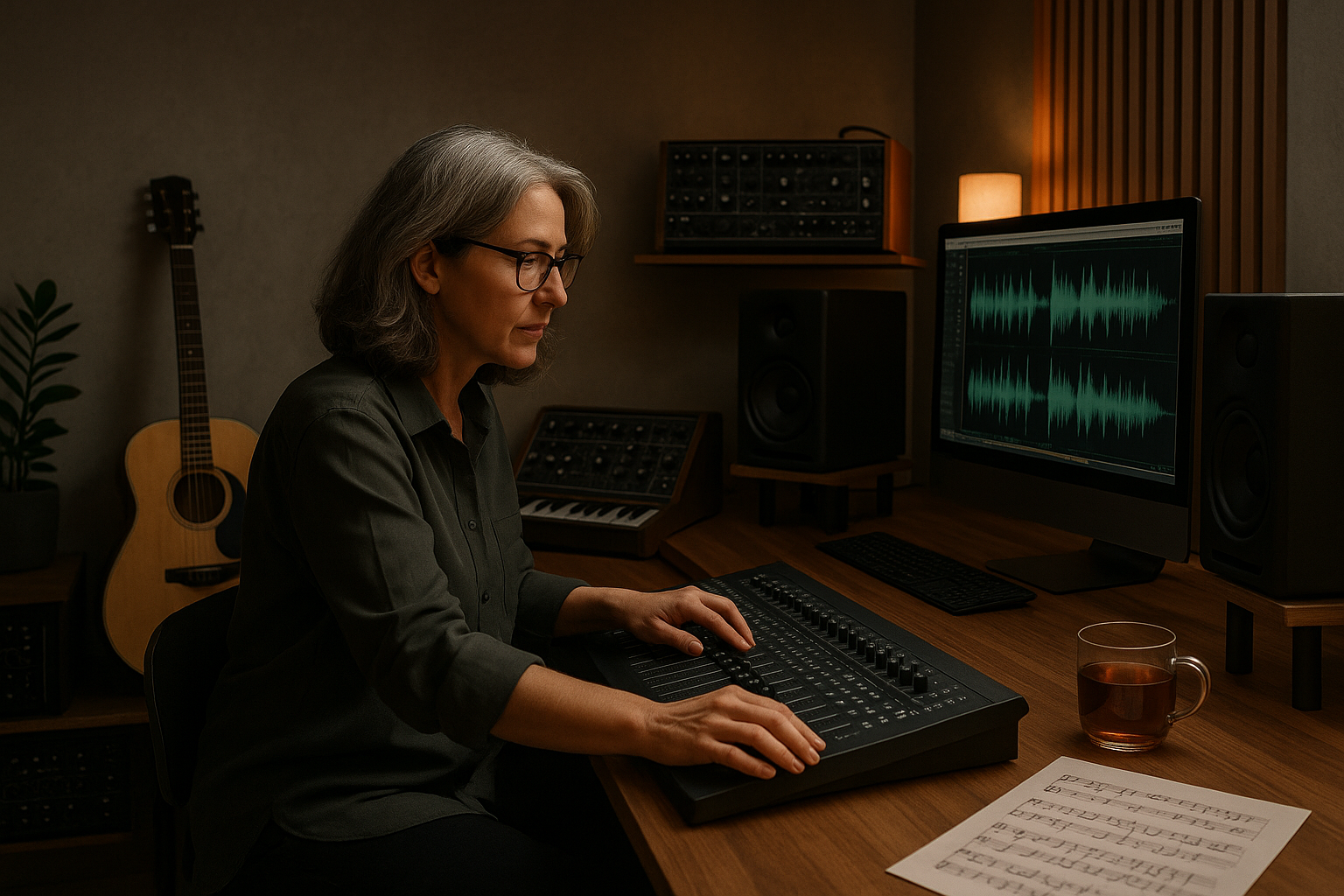 image of highend audio equipment (photography) (for a music studio)