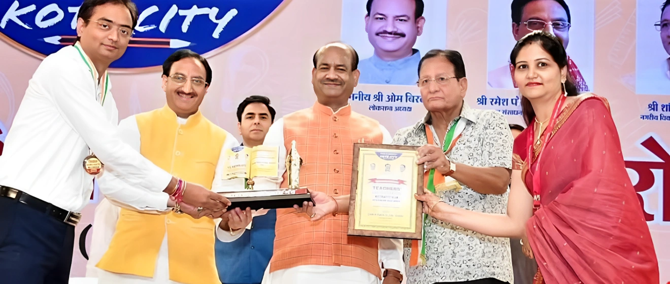 Receiving an award from the Minister