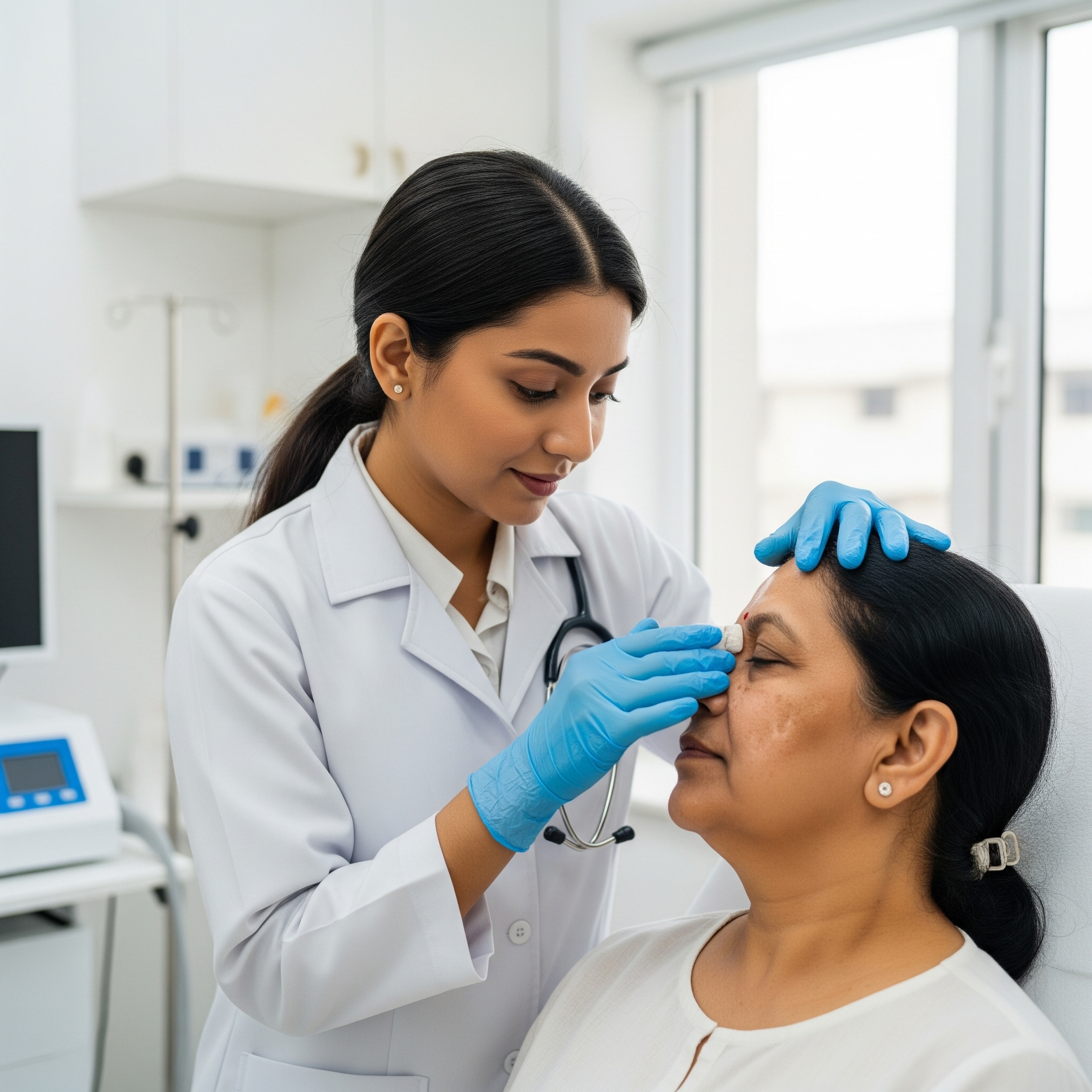 Professional dermatologist providing advanced pigmentation treatment consultation
