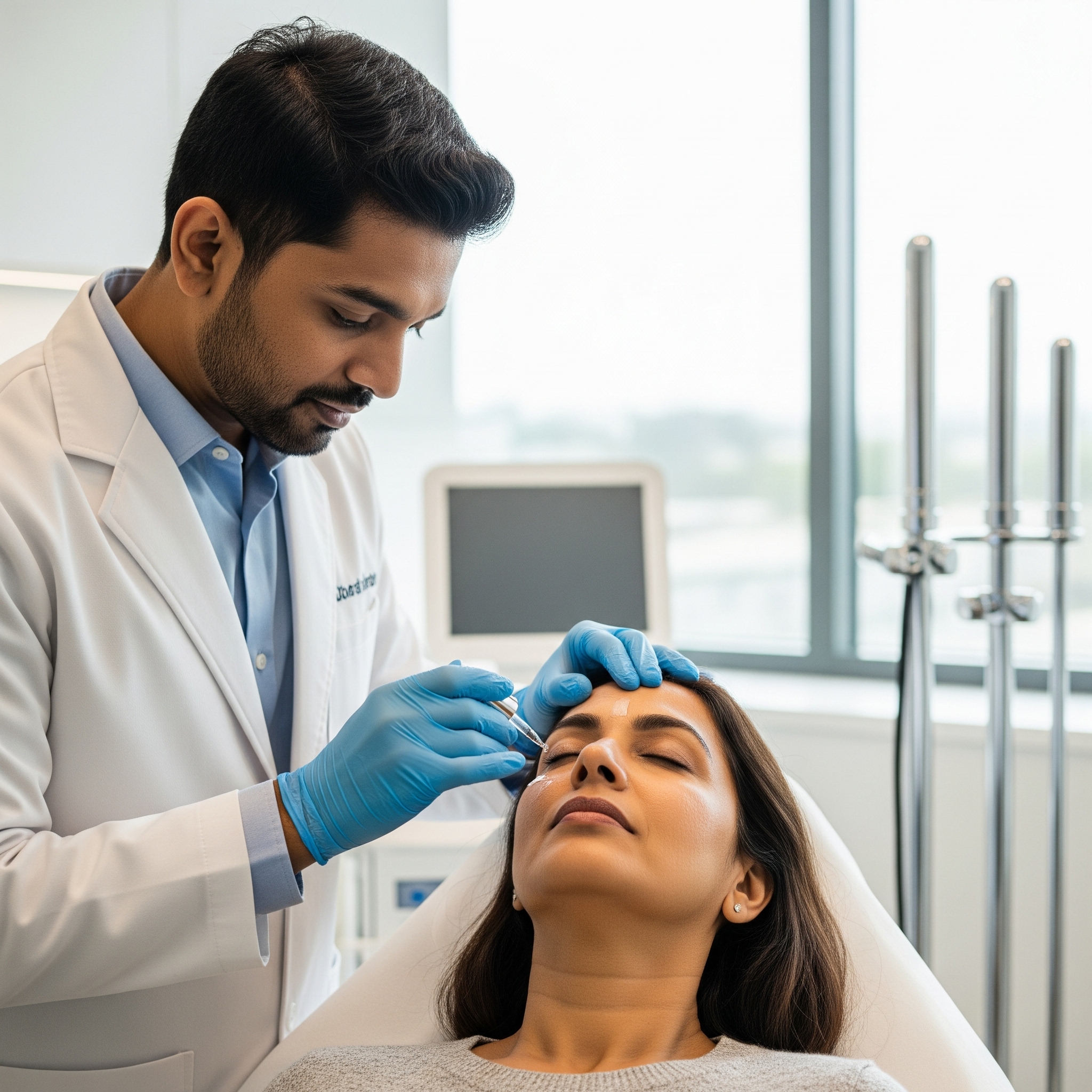 Professional dermatologist providing advanced anti-aging treatment consultation