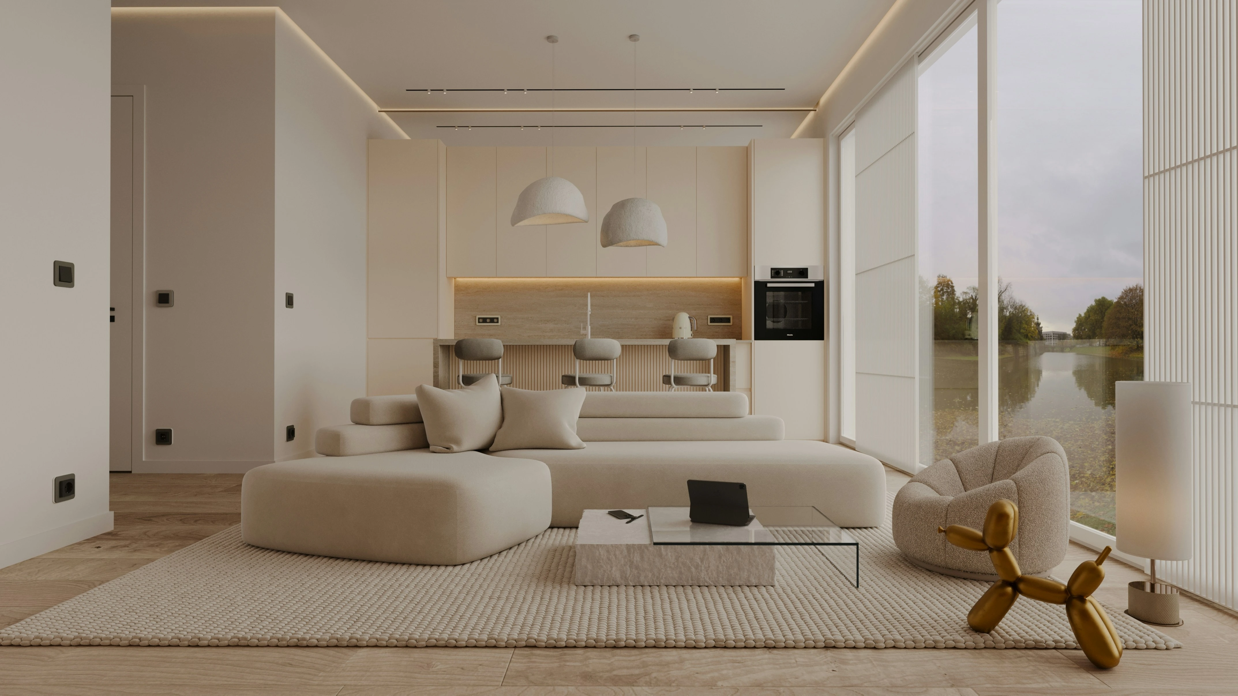 Salon blanc épuré
