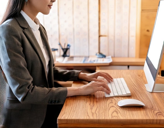customer support representative at workstation