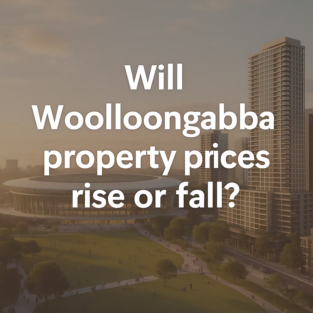 Digital illustration of Woolloongabba’s future redevelopment showing modern high-rise apartments