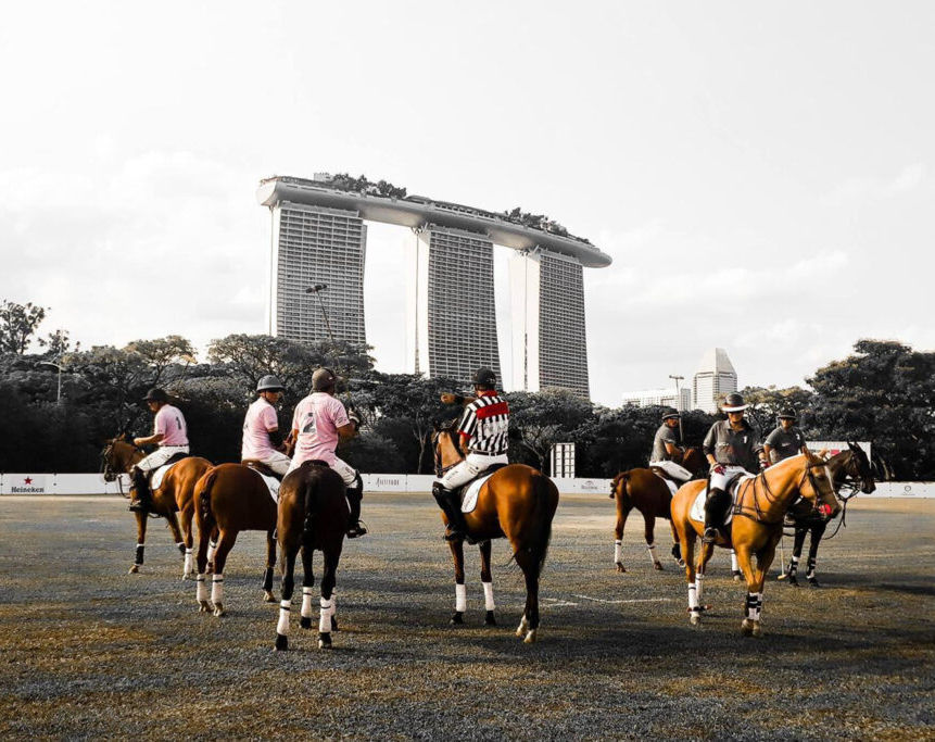 Polo match in front of Marina Bay Sands, Singapore