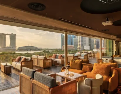 HOKO House lounge with views of Marina Bay Sands