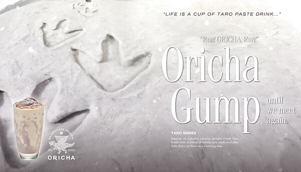 Oricha taro fresh milk signature drink visual poster design