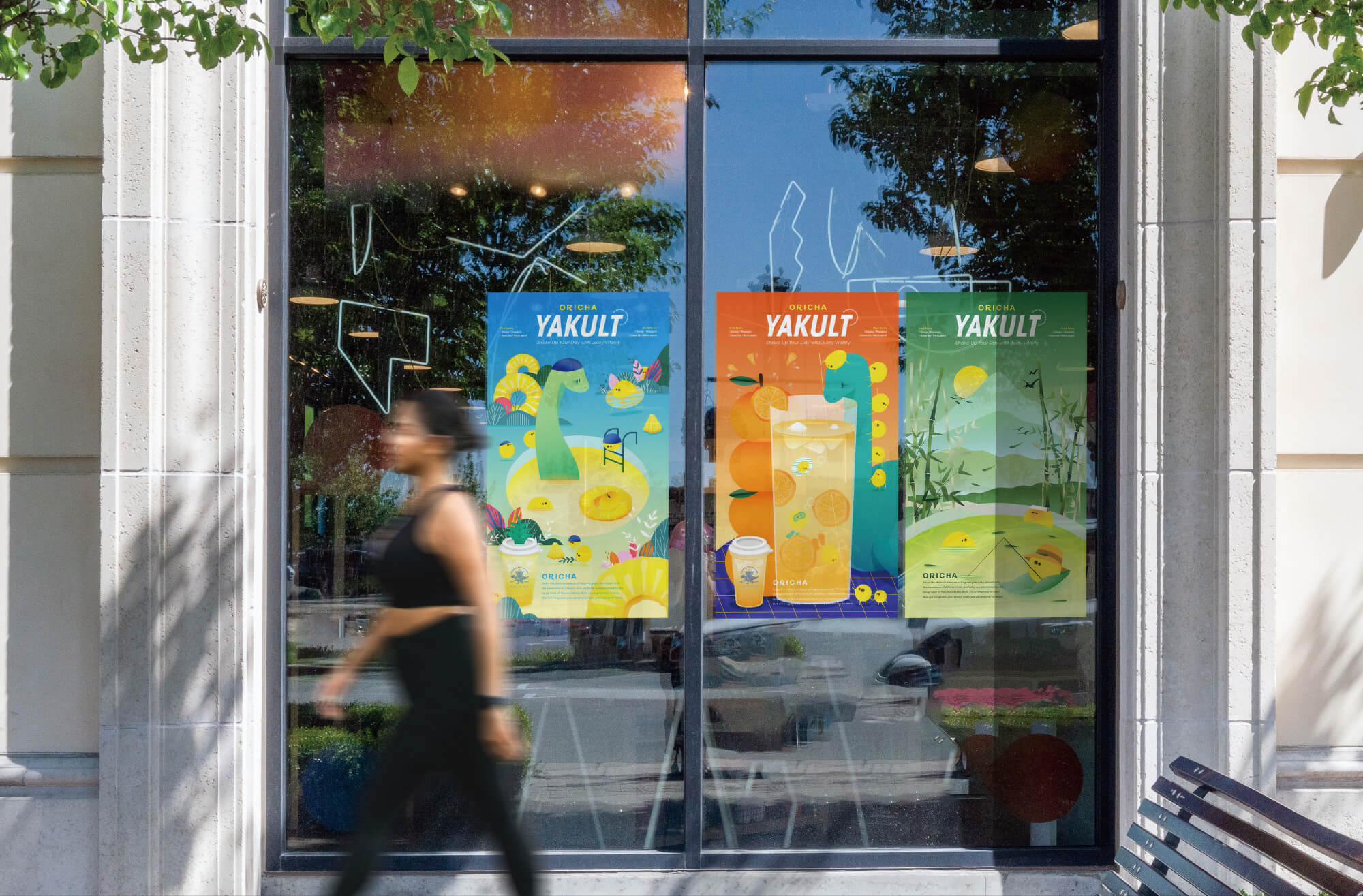Oricha Yakult series tea drink poster featuring a refreshing blend of fruit and Yakult