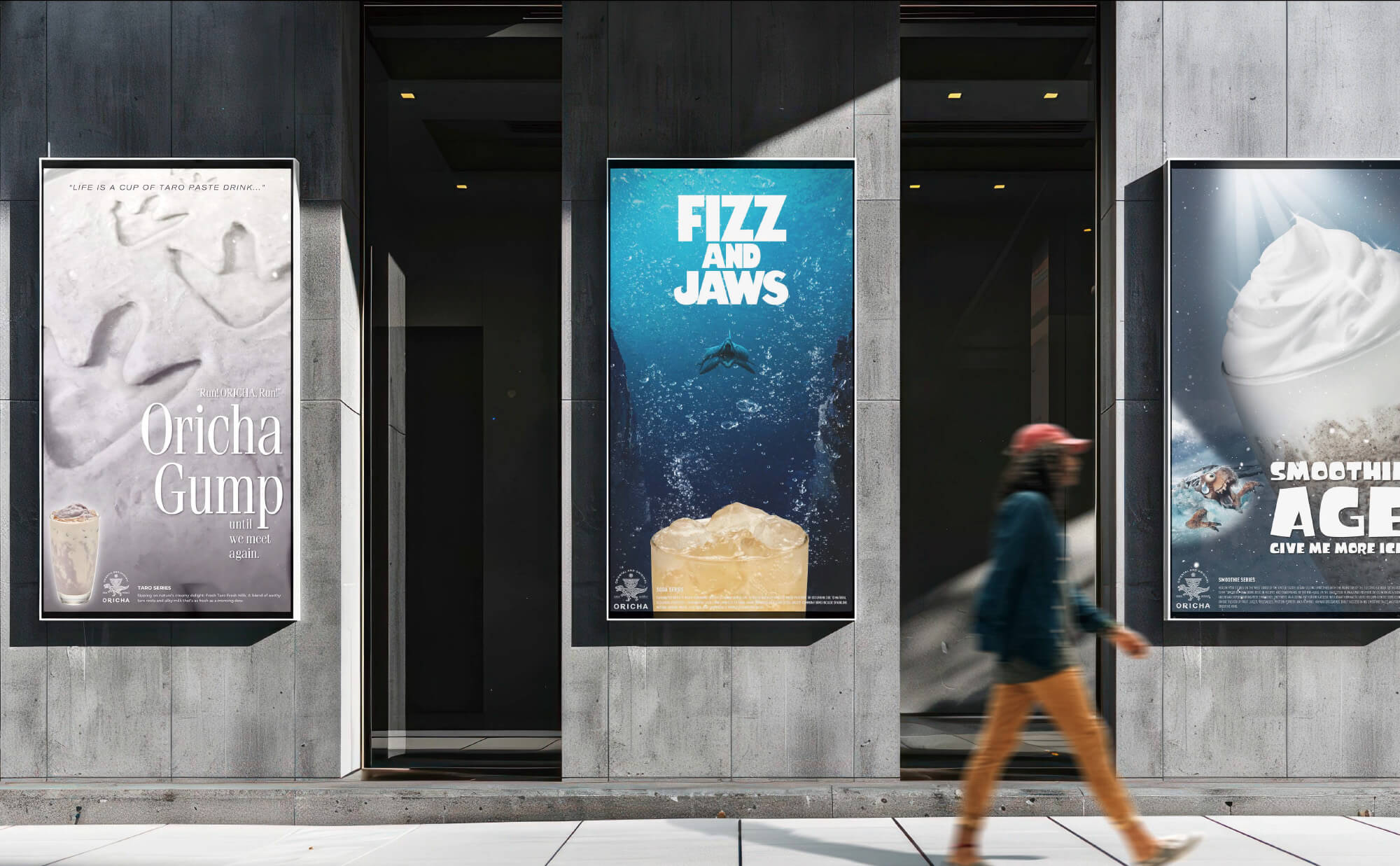 Oricha best-selling drink poster displayed on exterior street wall