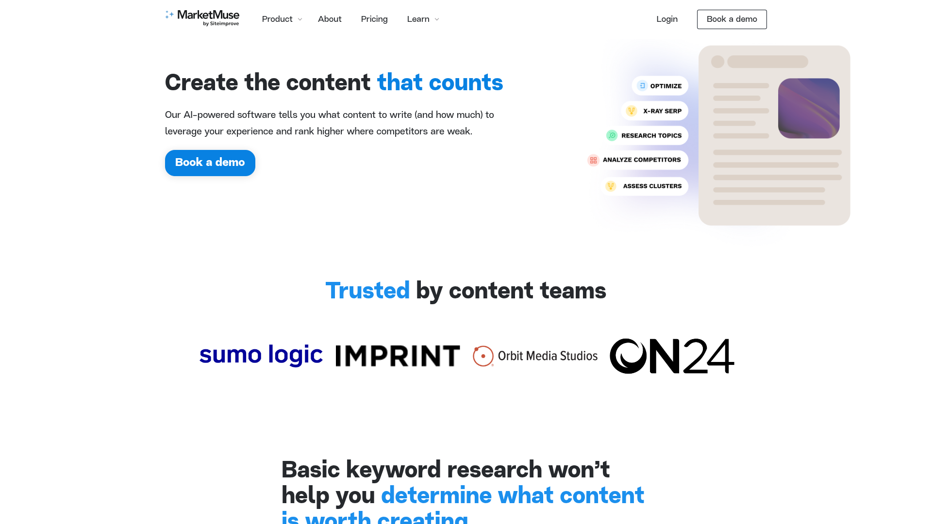 MarketMuse homepage