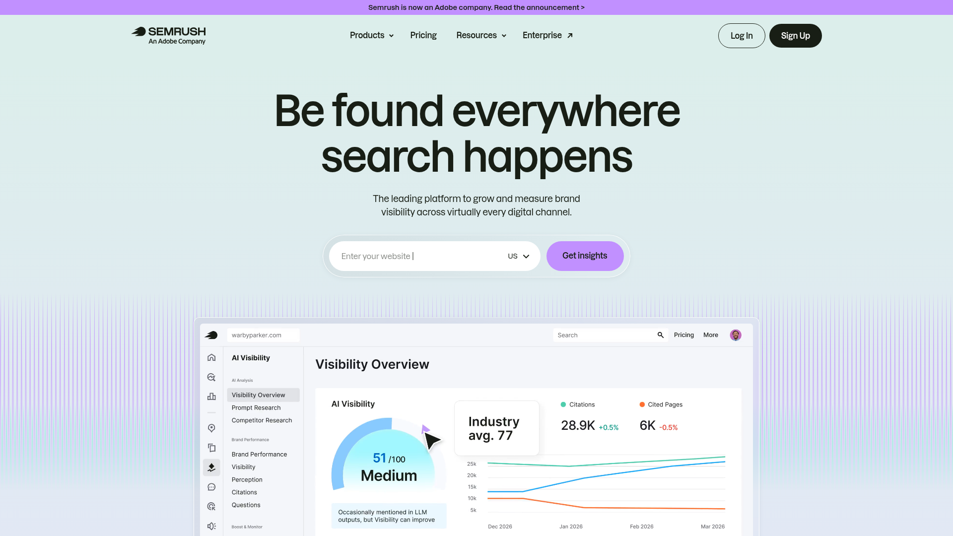 Semrush homepage