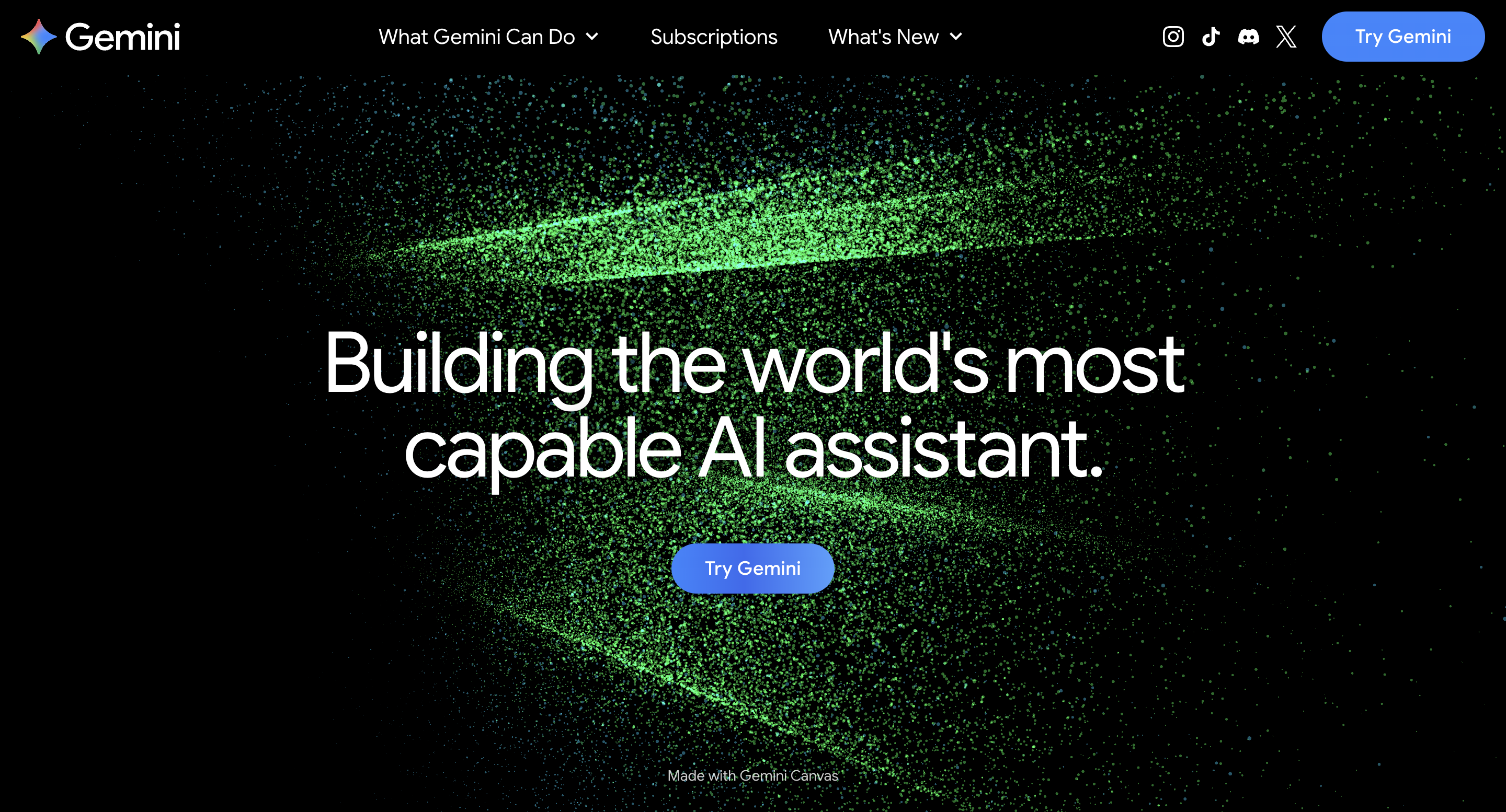 Google Gemini homepage
