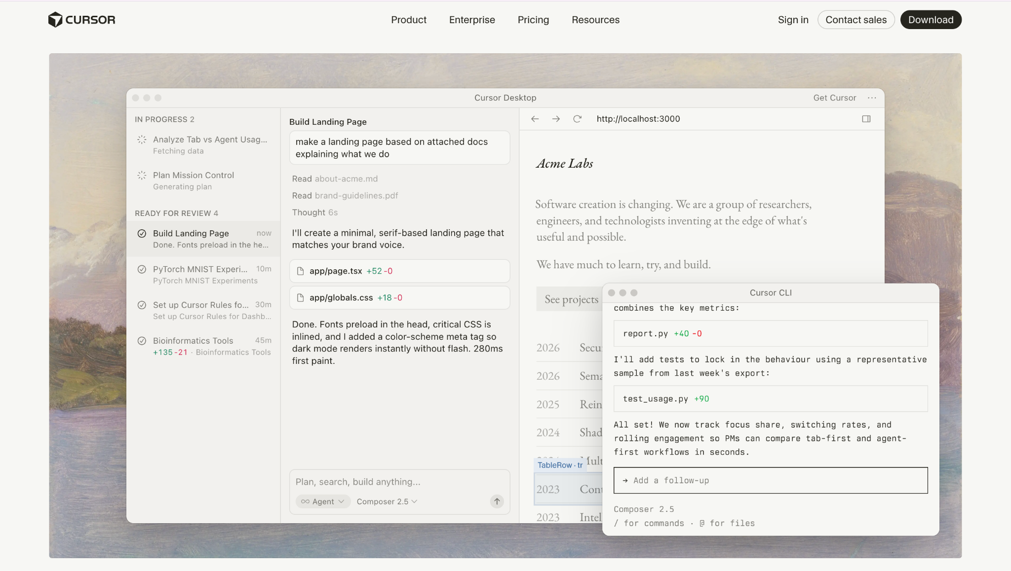 Cursor AI homepage