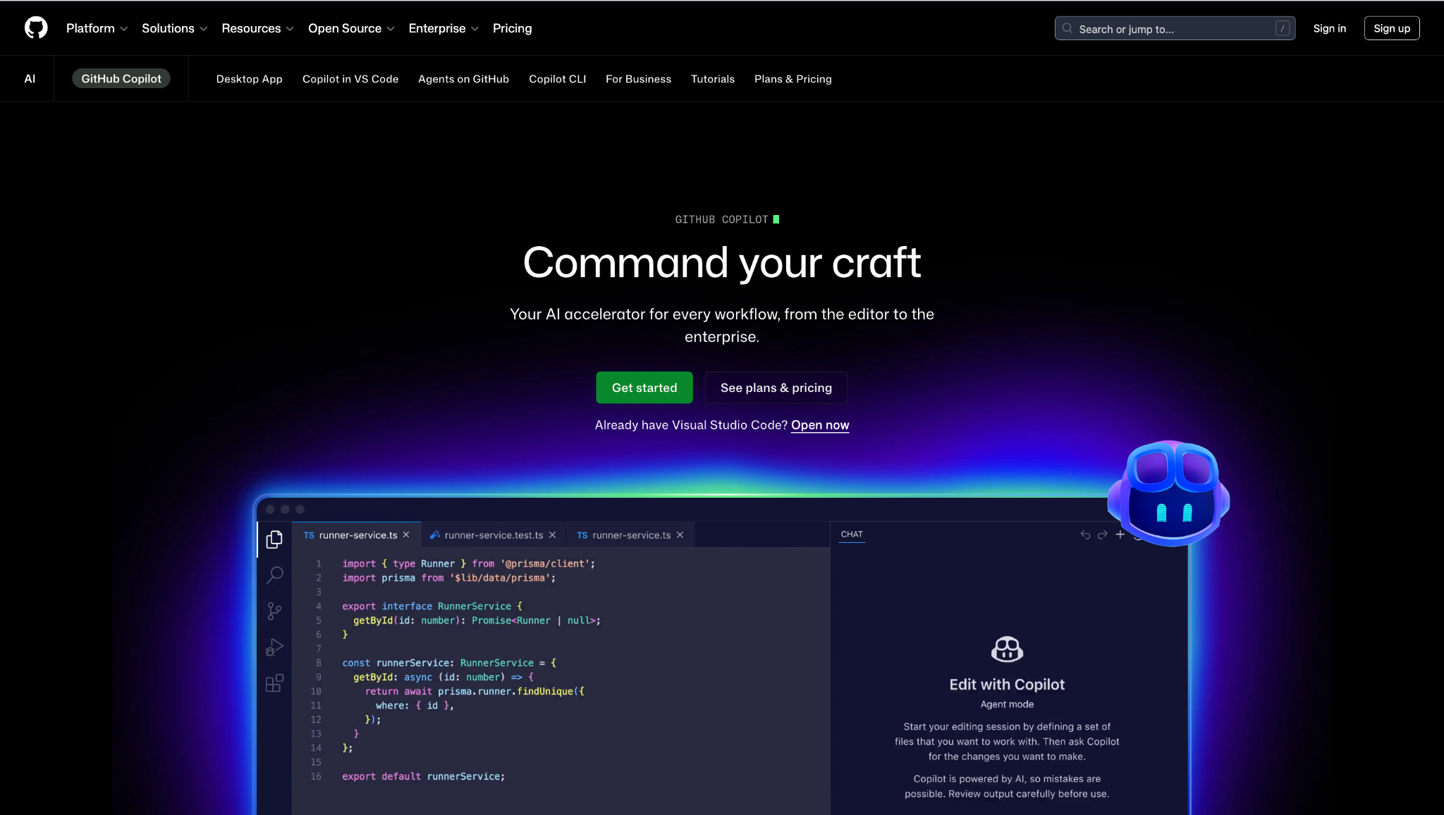GitHub Copilot homepage
