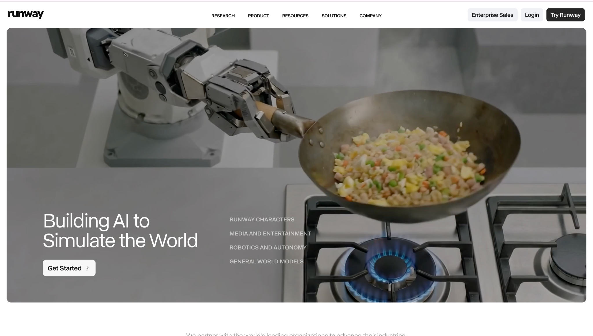 Runway's homepage
