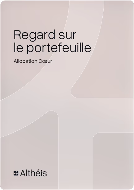 Couverture beige avec texte 'Regard sur le portefeuille' et 'Allocation Cœur', logo Althéis en bas à gauche.