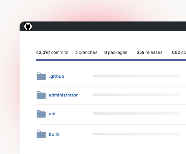 GitHub-Repository mit Code-Ordnern und Statistik, beispielhaft für ein Softwareentwicklungsprojekt