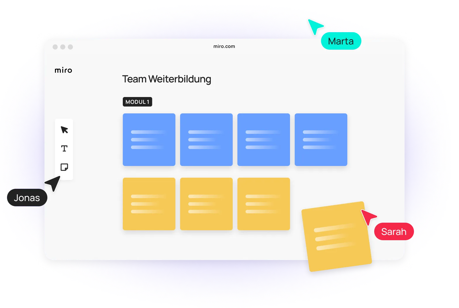 Abstrahiertes Bild von Trainern, die ein Designsystem erklären