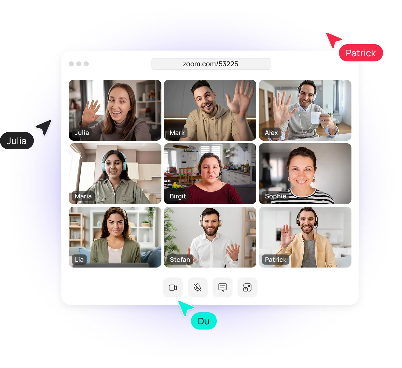 Bild das einen Zoom-Call mit DL School Mitgliedern zeigt