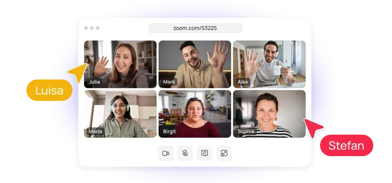 Bild das einen Zoom-Call mit DL School Mitgliedern zeigt