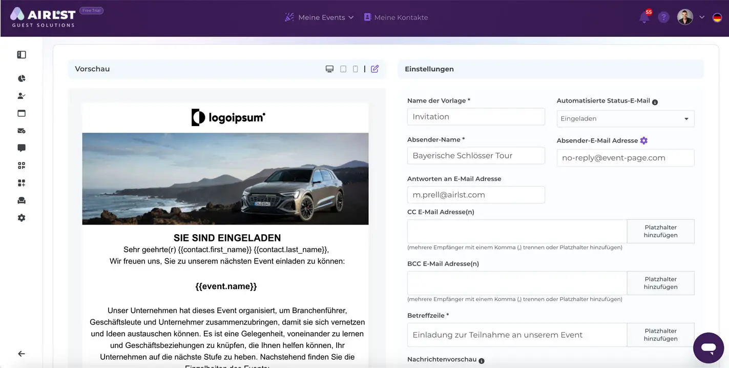 Erstellung diigitaler Einladungen