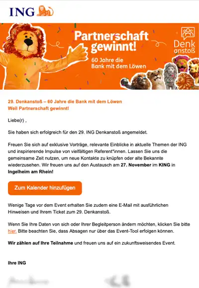 Email Anmeldebestätigung Screenshot